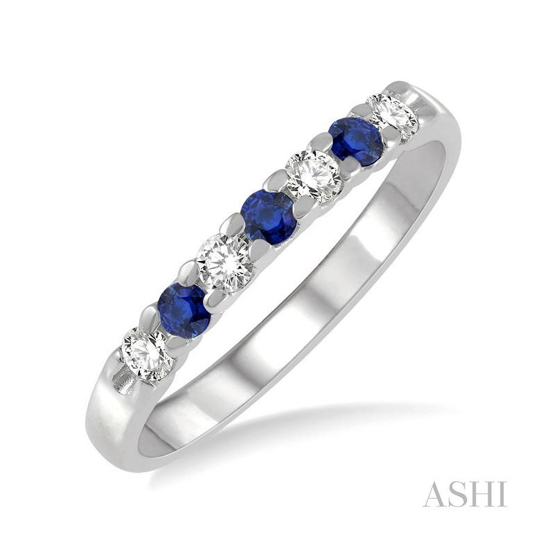 ASHI 7 Alternate Gemstone & Diamond Wedding Band 46487PPFGSPWG