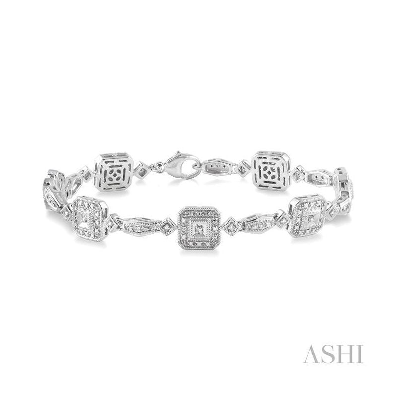 ASHI Silver Halo Diamond Bracelet 85018PPSSSLTB