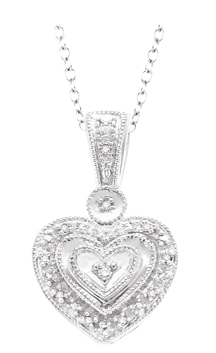 Parkplace Jewelers Silver Heart Shape Diamond Fashion Pendant 86059PPSSSLPD
