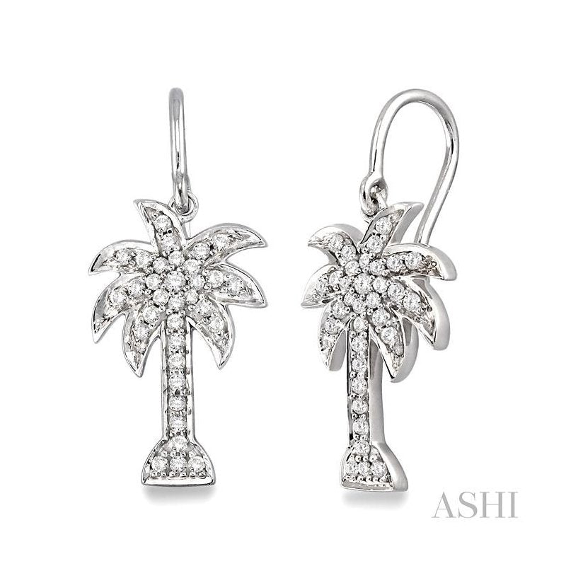 ASHI Palm Tree Diamond Fashion Earrings 63783PPFXERWG