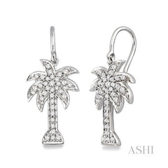 ASHI Palm Tree Diamond Fashion Earrings 63783PPFXERWG