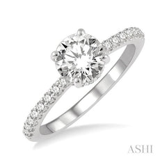 ASHI Round Shape Semi-Mount Diamond Engagement Ring 259J5PPFHWG-SM-1CT
