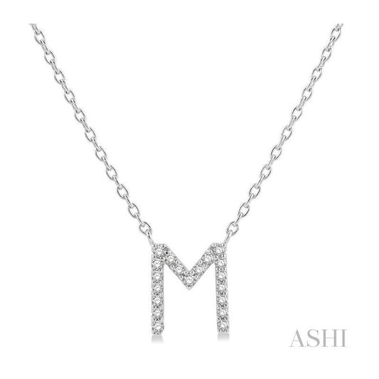 ASHI Block 'M' Initial Diamond Pendant 912F9PPFSPDWG-M