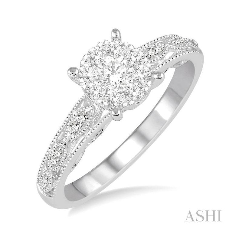 ASHI Round Shape Lovebright Diamond Engagement Ring 158C5PPFVWG-LE