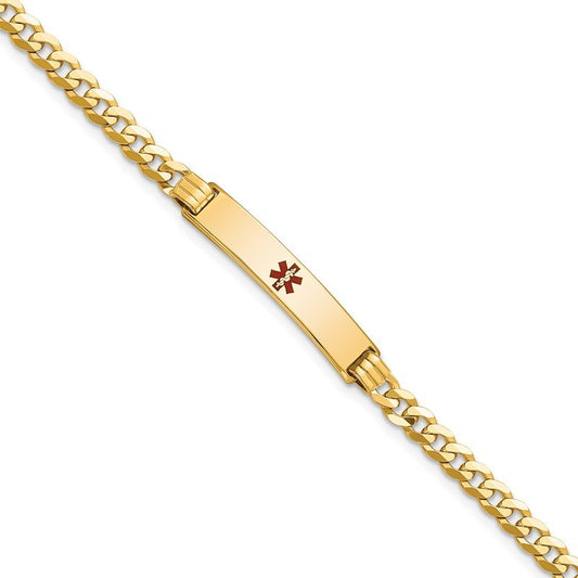 Quality Gold 14K Medical Red Enamel Curb Link ID Bracelet XM554CR