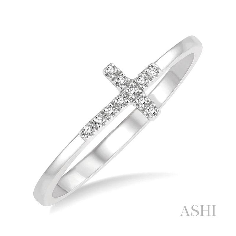 ASHI Sideway Cross Diamond Ring 328A9PPTSWG