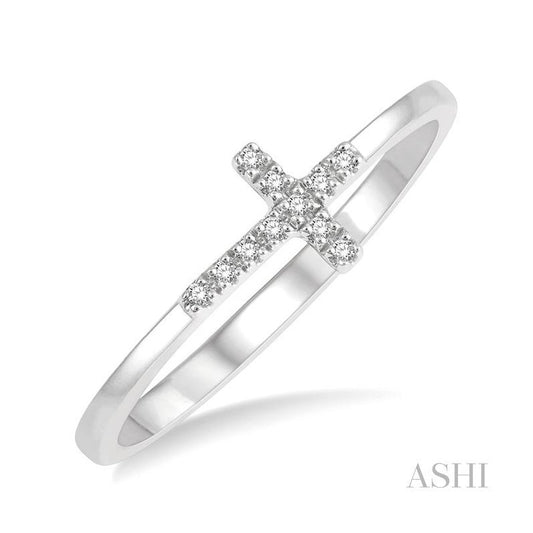 ASHI Sideway Cross Diamond Ring 328A9PPTSWG