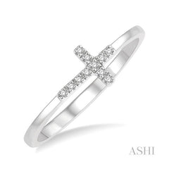 ASHI Sideway Cross Diamond Ring 328A9PPTSWG