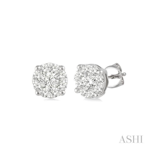 ASHI Round Shape Lovebright Essential Diamond Stud Earrings 91756PPFGERWG