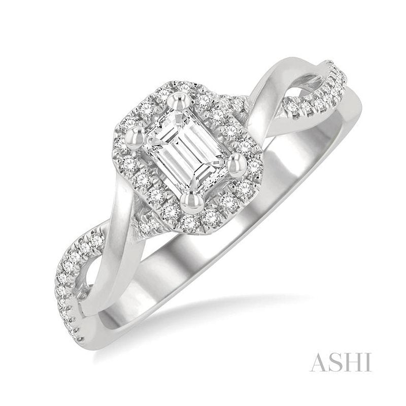 ASHI Emerald Shape Halo Diamond Engagement Ring 257M3PPFGWG-LE-OC