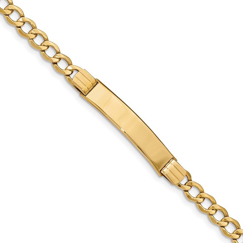 Quality Gold 14k Semi-Solid Curb Link ID Bracelet DCID111