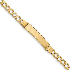 Quality Gold 14k Semi-Solid Curb Link ID Bracelet DCID111