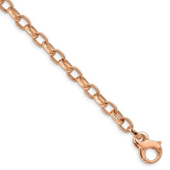 Quality Gold 14K Rose Gold 8.5 inch 5mm Hand Polished with Ridged Edge Fancy Link Fancy Lobster Clasp Bracelet HL319-8.5