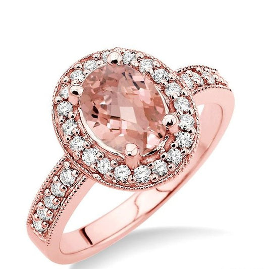 Parkplace Jewelers Oval Shape Gemstone & Halo Diamond Ring 40475PPFNMOPG
