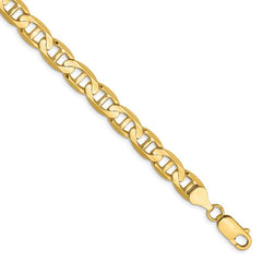 Quality Gold 14K 7 inch 7mm Concave Anchor with Lobster Clasp Bracelet CCA180