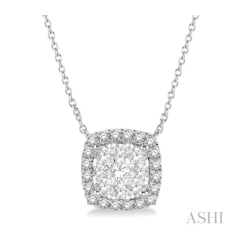ASHI Cushion Shape Halo Lovebright Essential Diamond Pendant 99661PPFVNKWG