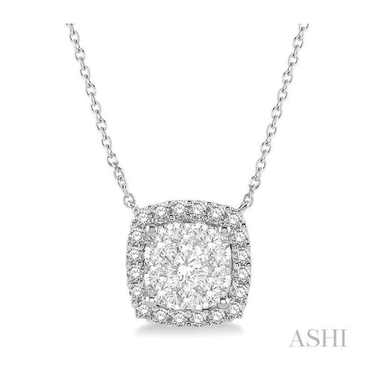ASHI Cushion Shape Halo Lovebright Essential Diamond Pendant 99661PPFVNKWG