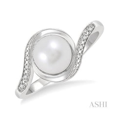 ASHI Silver Pearl & Diamond Ring 84169PPSSSLRG