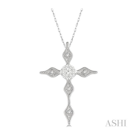 ASHI Cross Lovebright Diamond Fashion Pendant 950B8PPFHPDWG
