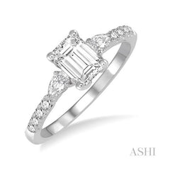 ASHI Emerald Shape Diamond Engagement Ring 23712PPFHWG-LE-OC