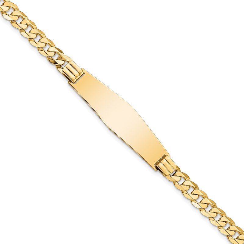 Quality Gold 14K Curb Link Soft Diamond Shape ID Bracelet LID64C