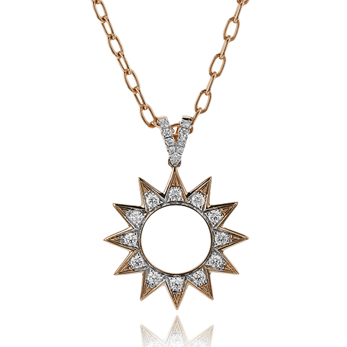 Celestial Medallion Pendant Necklace in 18k Gold with Diamonds LP4821 WHITE 18K X WHITE