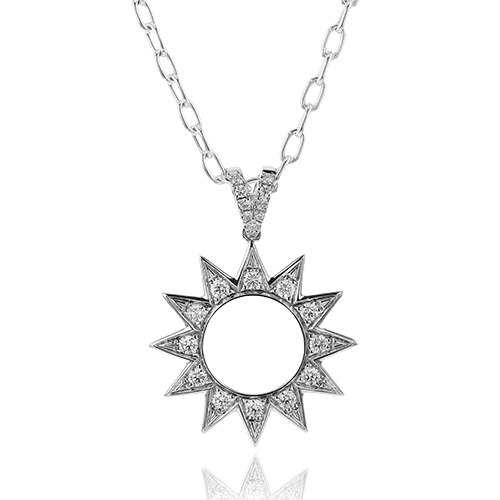 Celestial Medallion Pendant Necklace in 18k Gold with Diamonds LP4821 WHITE 18K X WHITE