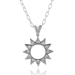 Celestial Medallion Pendant Necklace in 18k Gold with Diamonds LP4821 WHITE 18K X WHITE