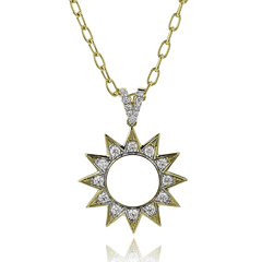 Celestial Medallion Pendant Necklace in 18k Gold with Diamonds LP4821 WHITE 18K X WHITE