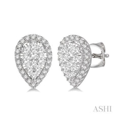 ASHI Pear Shape Halo Lovebright Essential Diamond Earrings 917B1PPFVERWG