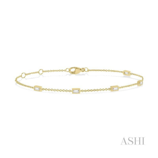 ASHI Petite Baguette Diamond Station Fashion Chain Bracelet 710CQPPTGYG