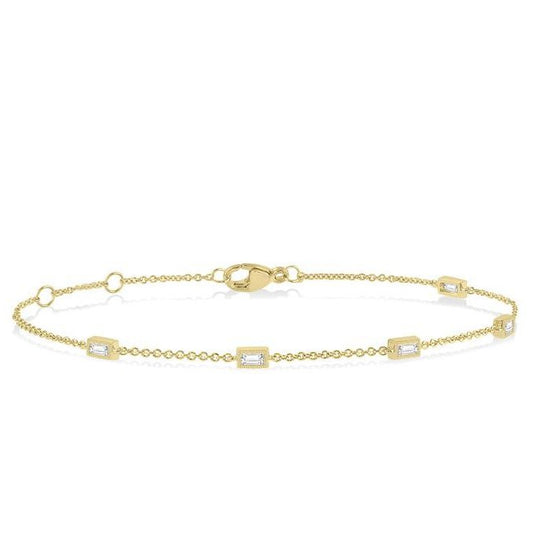 Parkplace Jewelers Petite Baguette Diamond Station Fashion Chain Bracelet 710CQPPTGYG