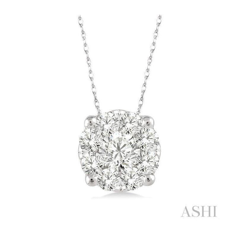 ASHI Round Shape Lovebright Essential Diamond Solitaire Pendant 91758PPFHPDWG