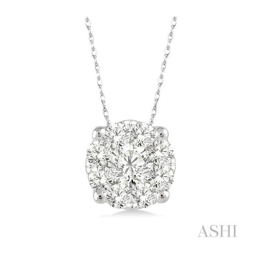 ASHI Round Shape Lovebright Essential Diamond Solitaire Pendant 91758PPFHPDWG