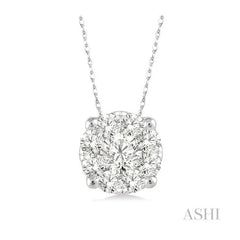 ASHI Round Shape Lovebright Essential Diamond Solitaire Pendant 91758PPFHPDWG