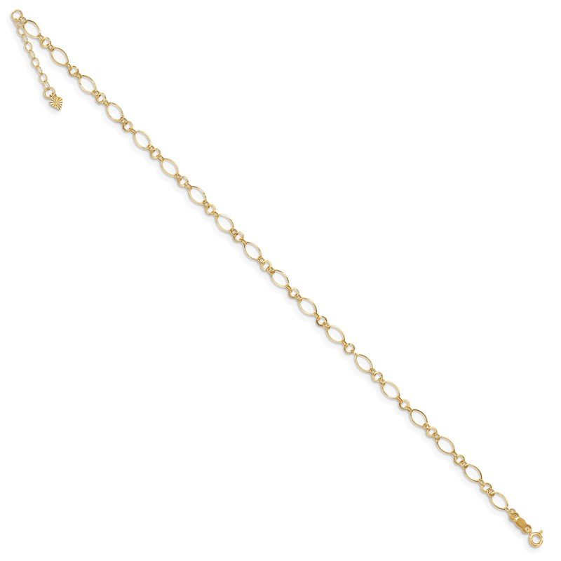 Quality Gold 14k Fancy Link 9in with 1in ext Anklet ANK221-10