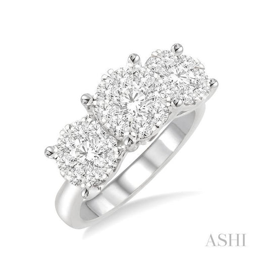 ASHI Round Shape Past Present & Future Lovebright Essential Diamond Engagement Ring 36920PPFGWG-1.50