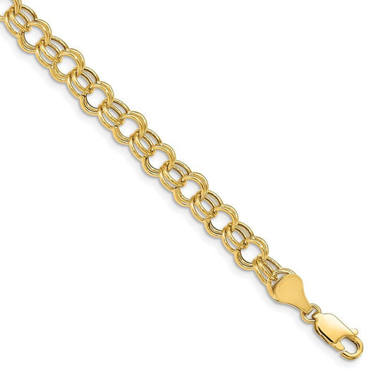 Quality Gold 14k Hollow Double Link Charm Bracelet DO542