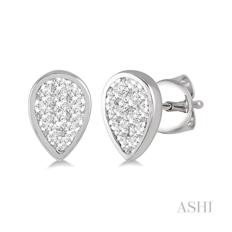 ASHI Pear Shape Lovebright Essential Diamond Stud Earrings 920B3PPFHERWG