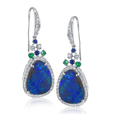 Color Opal Earrings in 18k Gold with Diamonds LP4373 WHITE 18K X