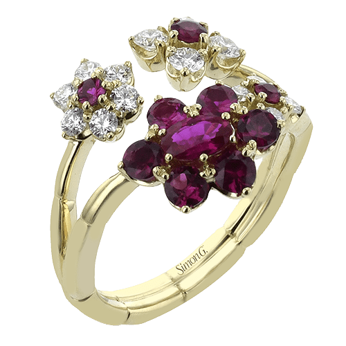 Color Ring In 18k Gold With Diamonds LR3098 WHITE 18K X YELLOW