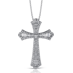 Cross Pendant in 18k Gold with Diamonds LP4272 WHITE 18K X