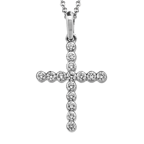 Cross Pendant in 18k Gold with Diamonds LP4957 WHITE 18K X WHITE