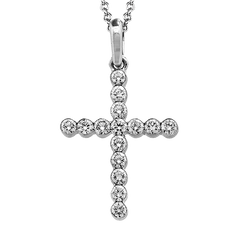 Cross Pendant in 18k Gold with Diamonds LP4957 WHITE 18K X WHITE