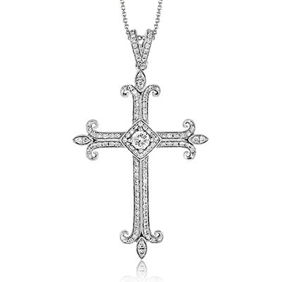 Cross Pendant in 18k Gold with Diamonds MP1799 WHITE 18K X