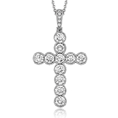 Cross Pendant in 18k Gold with Diamonds NP204 WHITE 18K X