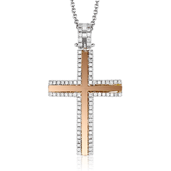 Cross Pendant Necklace in 18k Gold with Diamonds LP4430 WHITE 18K X