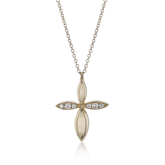 Cross Pendant Necklace in 18k Gold with Diamonds LP4908 WHITE 18K X ROSE