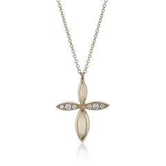 Cross Pendant Necklace in 18k Gold with Diamonds LP4908 WHITE 18K X ROSE