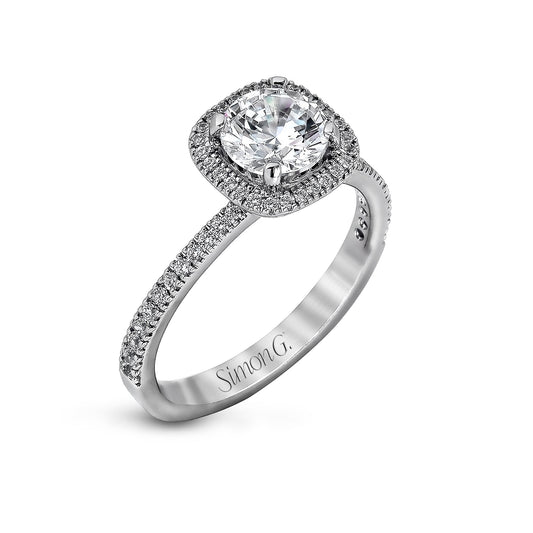 Cushion-Cut Halo Engagement Ring In 18k Gold With Diamonds MR1842-A WHITE 18K SEMI